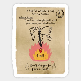 Go to Hell: A Helpful Adventure Map for My Haters | Parchment Paper Sticker